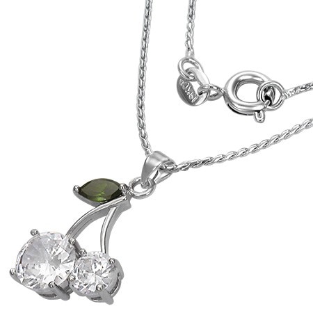 Colier cu pandant in forma de cirese si zirconii BeSpecial CSL0204 - 37 cm