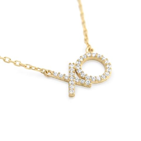 Colier cu X si 0 din argint 925 placat cu aur - BeSpecial 2551, 45, Auriu