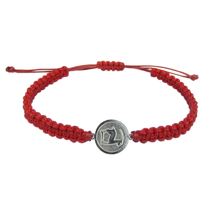 Martisor Kézzel fonott piros zsinór karkötő személyre szabott Bak európai állatöv ezüst 4201200 Dras 15-27 cm állítható