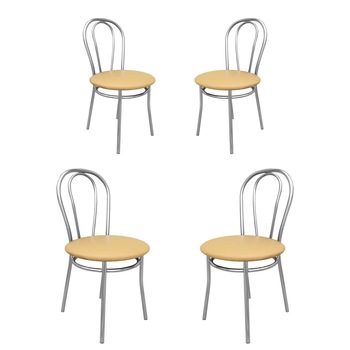 Set 4 scaune bucatarie TULIPAN, Ocru piele ecologica