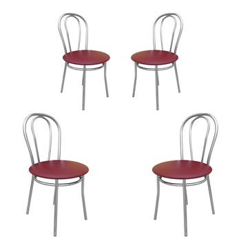 Set 4 scaune bucatarie TULIPAN, Carmin piele ecologica