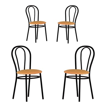 Set 4 scaune bucatarie TULIPAN Black, Ocru piele ecologica Set 4 scaune bucatarie TULIPAN Black, Ocru piele ecologica