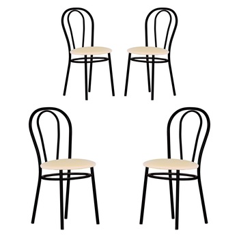 Set 4 scaune bucatarie TULIPAN Black, Crem piele ecologica Set 4 scaune bucatarie TULIPAN Black, Crem piele ecologica