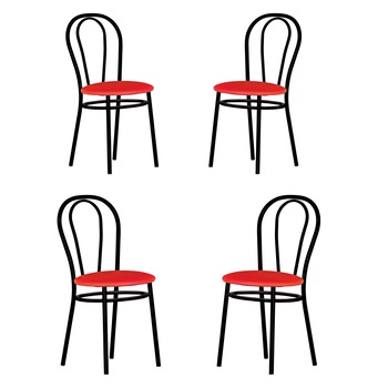 Set 4 scaune bucatarie TULIPAN Black, Rosu piele ecologica Set 4 scaune bucatarie TULIPAN Black, Rosu piele ecologica