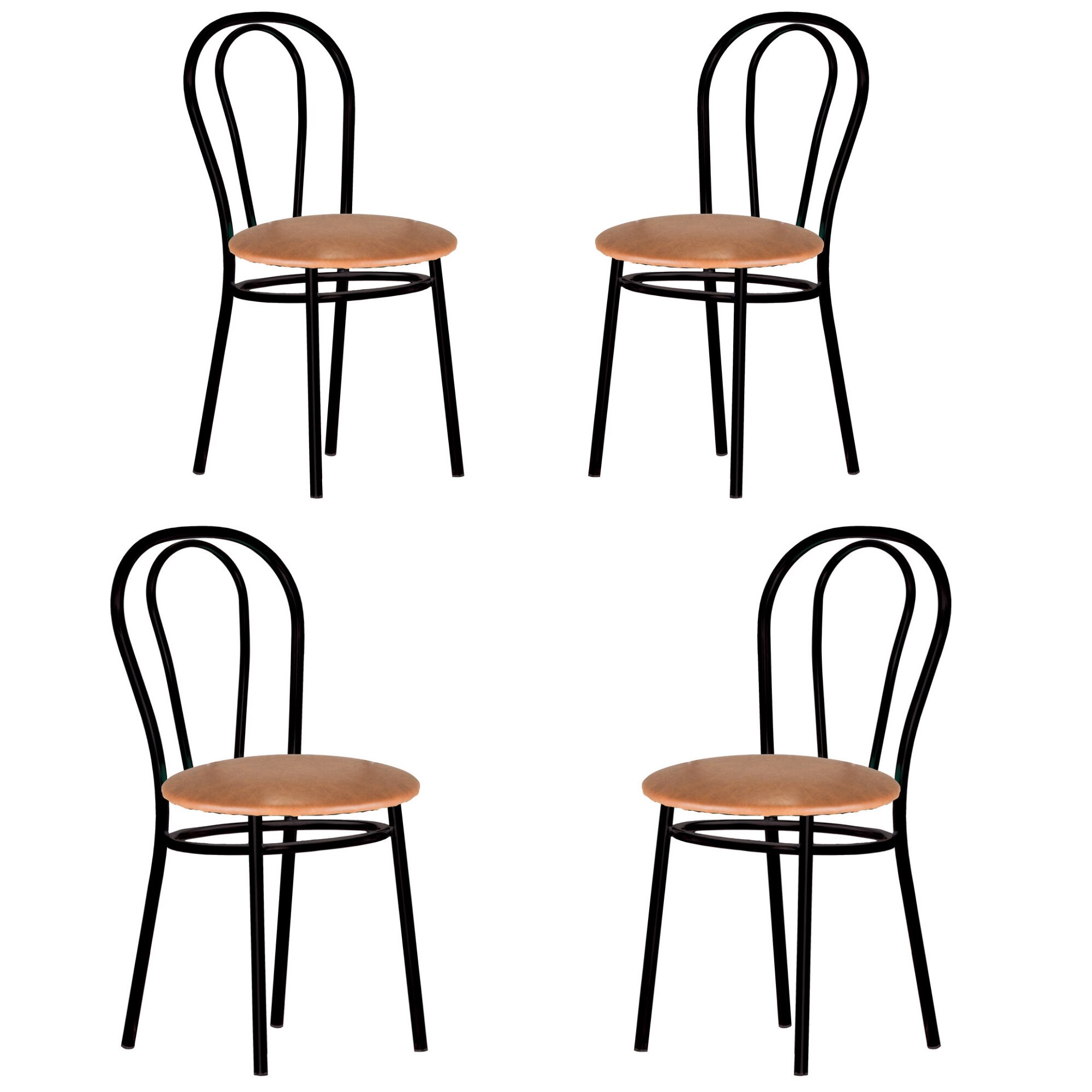 Set 4 scaune bucatarie TULIPAN Black, Aramiu piele ecologica