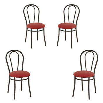Set 4 scaune bucatarie TULIPAN Black, Carmin piele ecologica