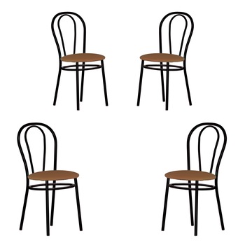 Set 4 scaune bucatarie TULIPAN Black, Maro piele ecologica