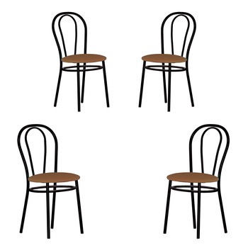 Set 4 scaune dining Tulipan, cadru negru, piele ecologica, maro Set 4 scaune dining Tulipan, cadru negru, piele ecologica, maro