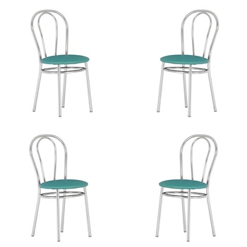 Set 4 scaune dining Tulipan, cadru cromat, piele ecologica, turcoaz Set 4 scaune dining Tulipan, cadru cromat, piele ecologica, turcoaz