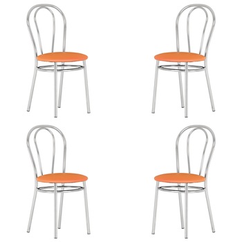 Set 4 scaune bucatarie TULIPAN, Portocaliu piele ecologica