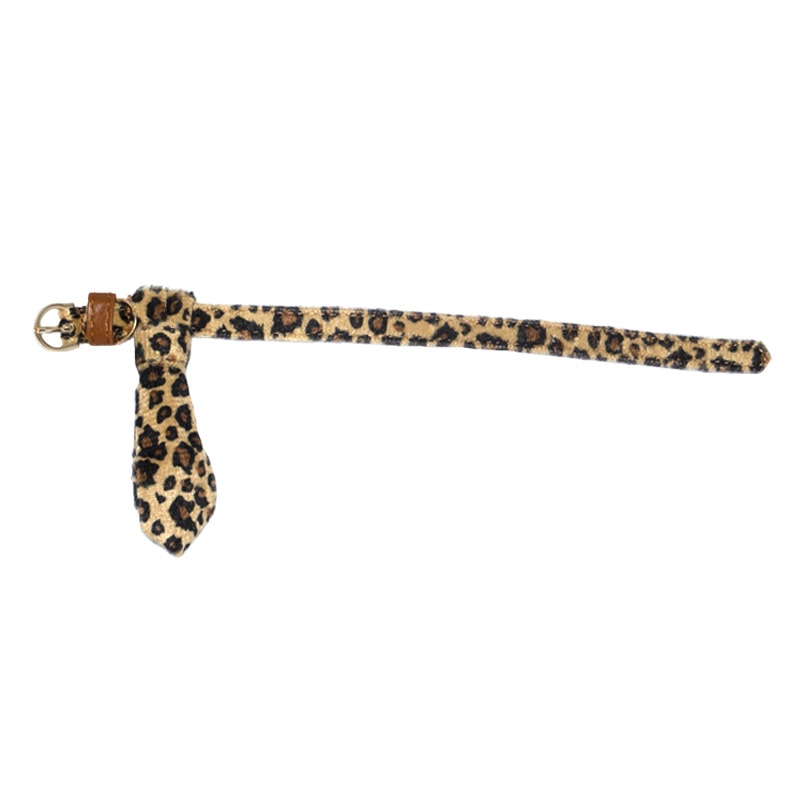 Zgarda ajustabila pentru Caine, Neagra cu Cravata imprimeu Leopard, talie Mica si Medie