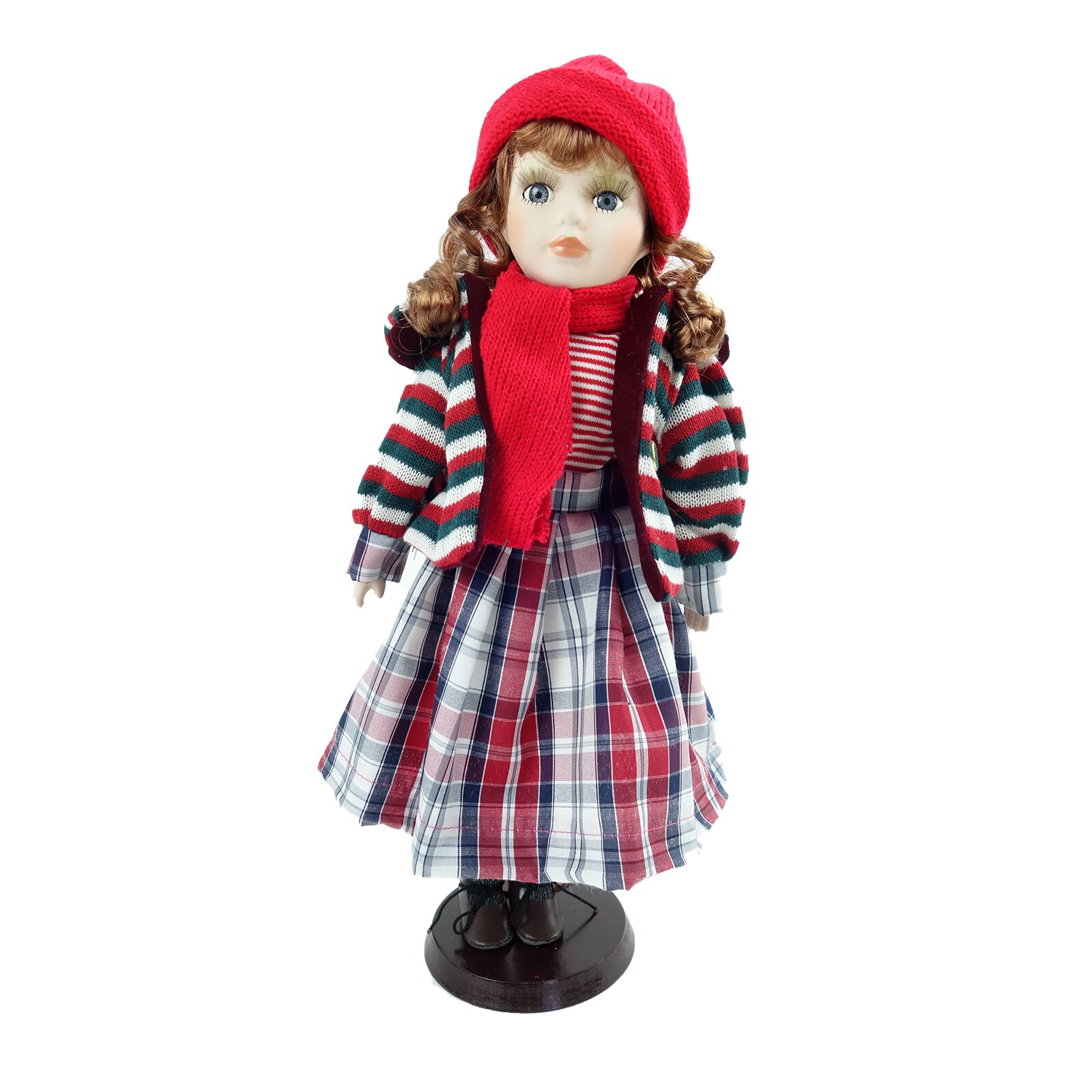 Papusa de colectie, Portelan, Vintage, rosu, 40 cm