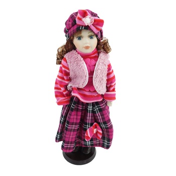 Papusa de colectie, Portelan, Vintage, fuchsia, 40 cm Papusa de colectie, Portelan, Vintage, fuchsia, 40 cm