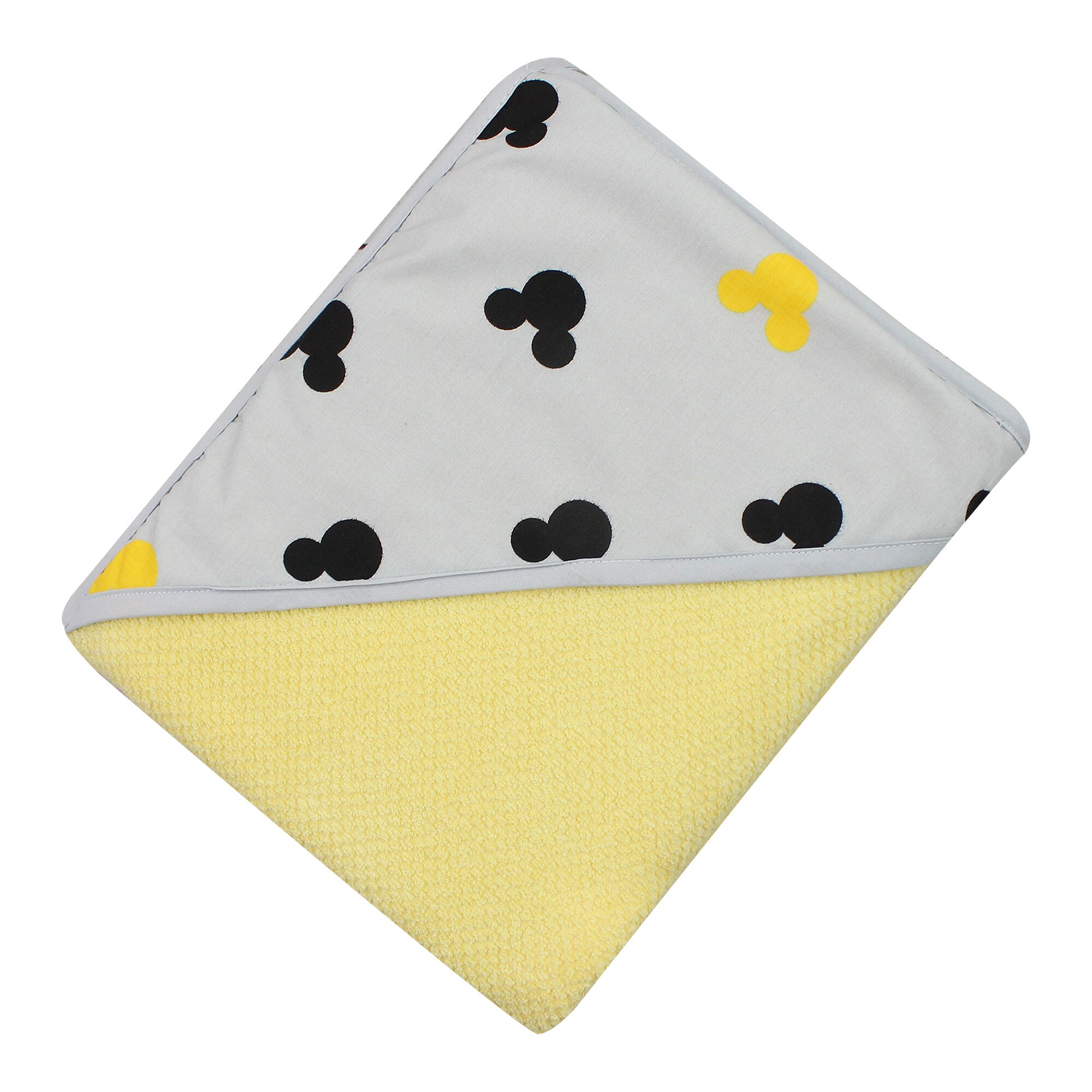 Prosop din 100% bumbac cu gluga Galben, imprimeu Mini, 100 x 100 cm