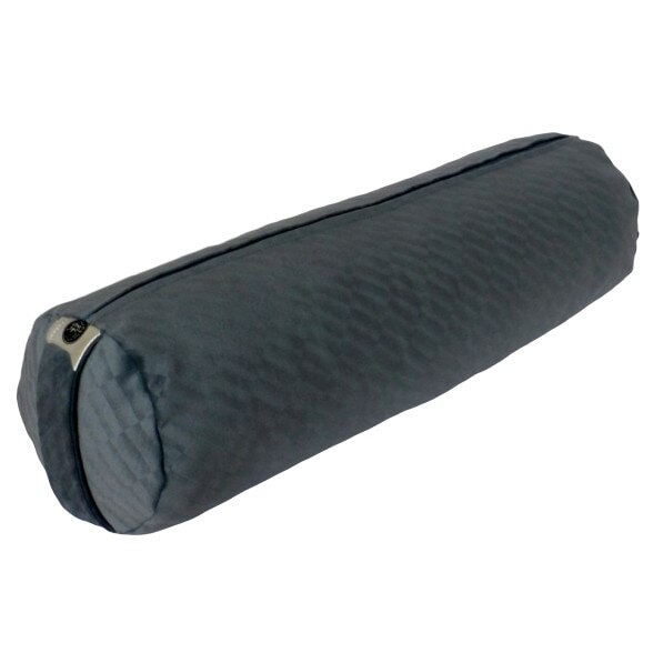 Perna cilindrica din catifea gri inchidere cu fermoar 63 cm x 18 cm