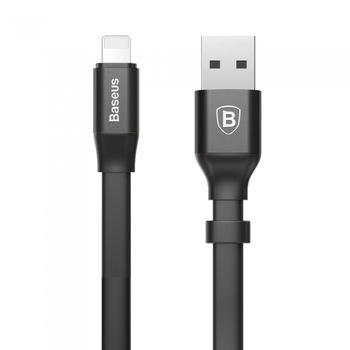 Cablu de date/incarcare Baseus, Nimble Flat Portable, Lightning 23cm 2 A, Negru Cablu de date/incarcare Baseus, Nimble Flat Portable, Lightning 23cm 2 A, Negru