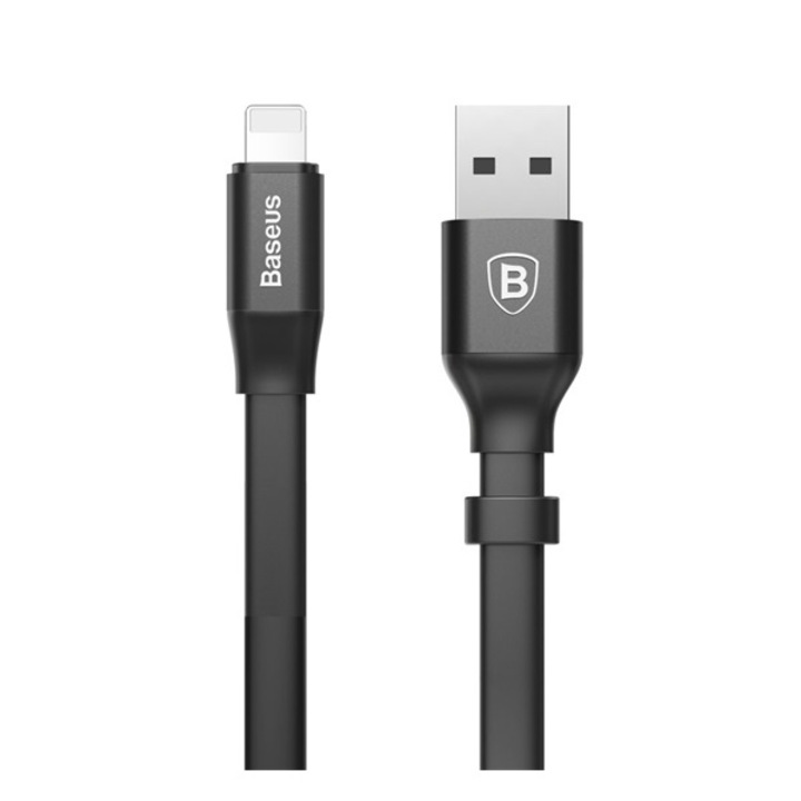 Baseus nimble adatkábel, usb - lightning, 2a, 23cm, lapos kábel, fekete, kompatibilis: Apple iPhone 14 Pro / iPhone 14 Plus / iPhone 14