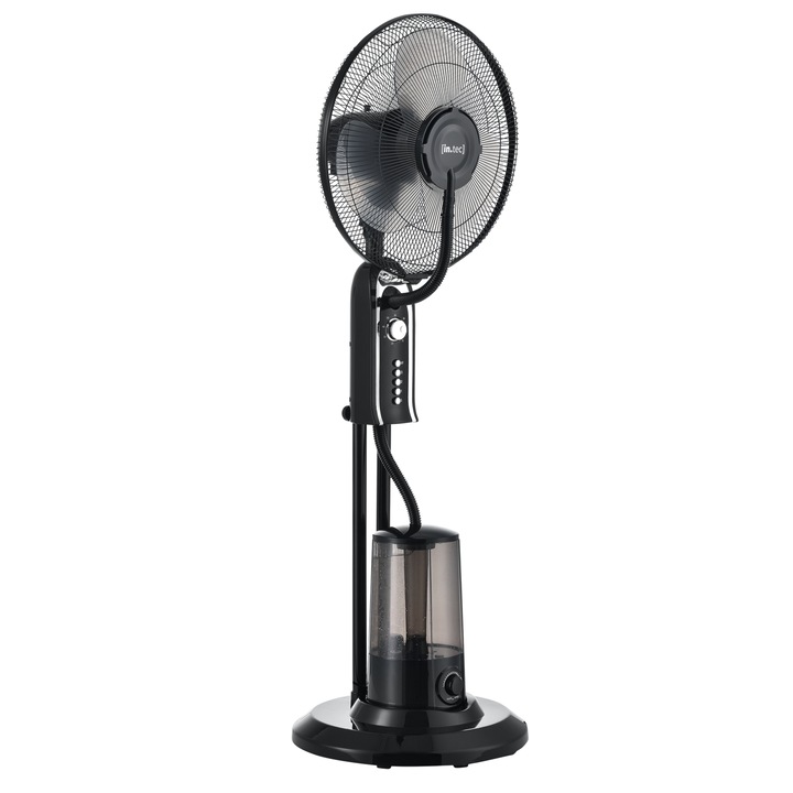Ventilator cu pulverizare vapori apa ABWV-3971, in.tec, 125 x 40 x 40 cm, 75W, plastic, negru, cu trei trepte viteza