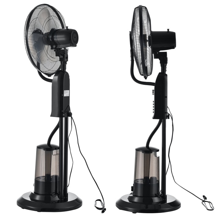 Ventilator cu pulverizare vapori apa ABWV-3971, in.tec, 125 x 40 x 40 cm, 75W, plastic, negru, cu trei trepte viteza
