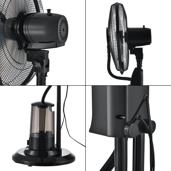 Ventilator cu pulverizare vapori apa ABWV-3971, in.tec, 125 x 40 x 40 cm, 75W, plastic, negru, cu trei trepte viteza