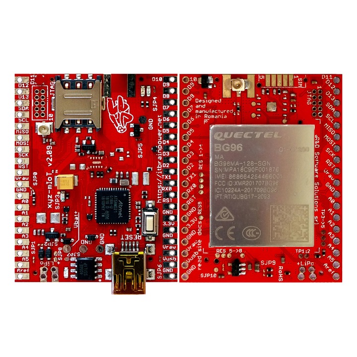 Платка за разработка на щит AT SAMD21G + BG96 - xyz-mIoT - LTE CATM1 NB-IoT GSM GPRS GNSS GPS Без сензори, Съвместими с Arduino Zero