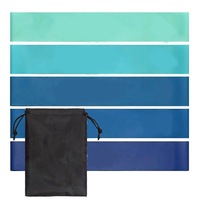 Set 5 Benzi elastice, siliciu, resistance bands cu saculet , mini loop - 5 intensitati, trepte de rezistenta - Fitness, Yoga, Performanta, Recuperare, Exercitii fizice, Antrenament acasa, Outdoor, Pilates, Aerobic