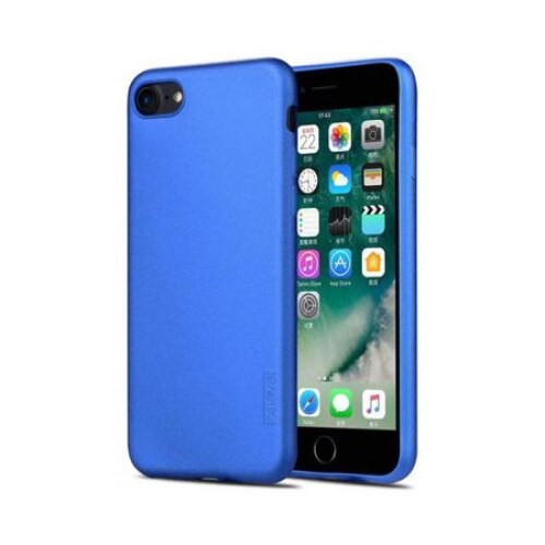 Kit husa protectie iPhone 7 Plus / 8 Plus, X-Level Guardian, super slim, Albastru + Folie sticla securizata Maxcell acoperire full glue , protectie 6D