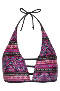 Sutien de baie, Zola, model cu bucle colorate si curele subtiri, Multicolor, S Sutien de baie, Zola, model cu bucle colorate si curele subtiri, Multicolor, S