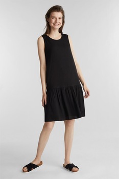 EDC by Esprit, Rochiefara maneci, cu talie joasa, Negru EDC by Esprit, Rochiefara maneci, cu talie joasa, Negru