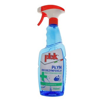Solutie pentru igienizarea mainilor si suprafetelor, Plak 87063, flacon cu pulverizator , 750 ml, cu alcool 72% Solutie pentru igienizarea mainilor si suprafetelor, Plak 87063, flacon cu pulverizator , 750 ml, cu alcool 72%