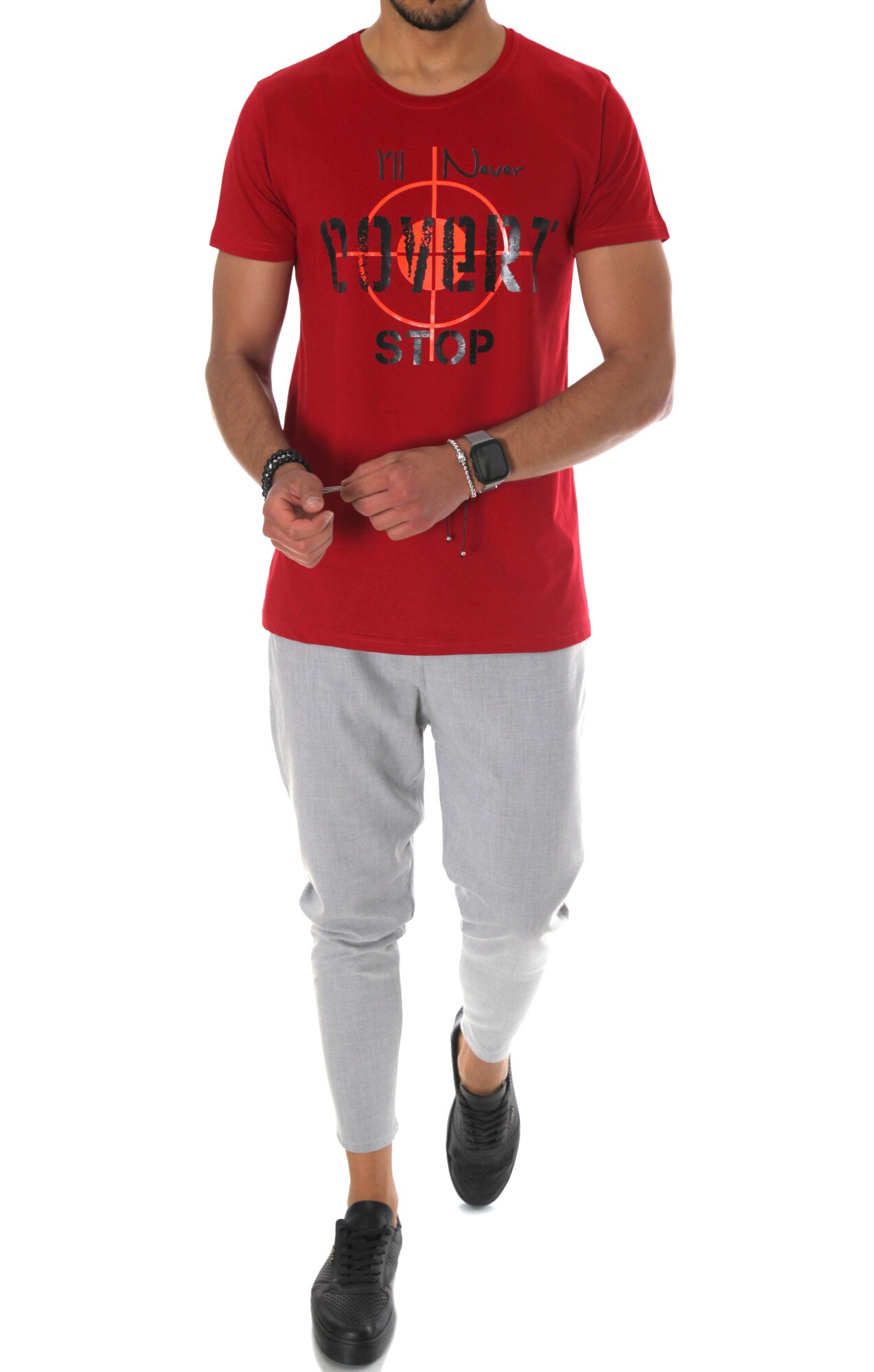 Tricou, model pentru barbati, slim fit, Convert stop, Rosu