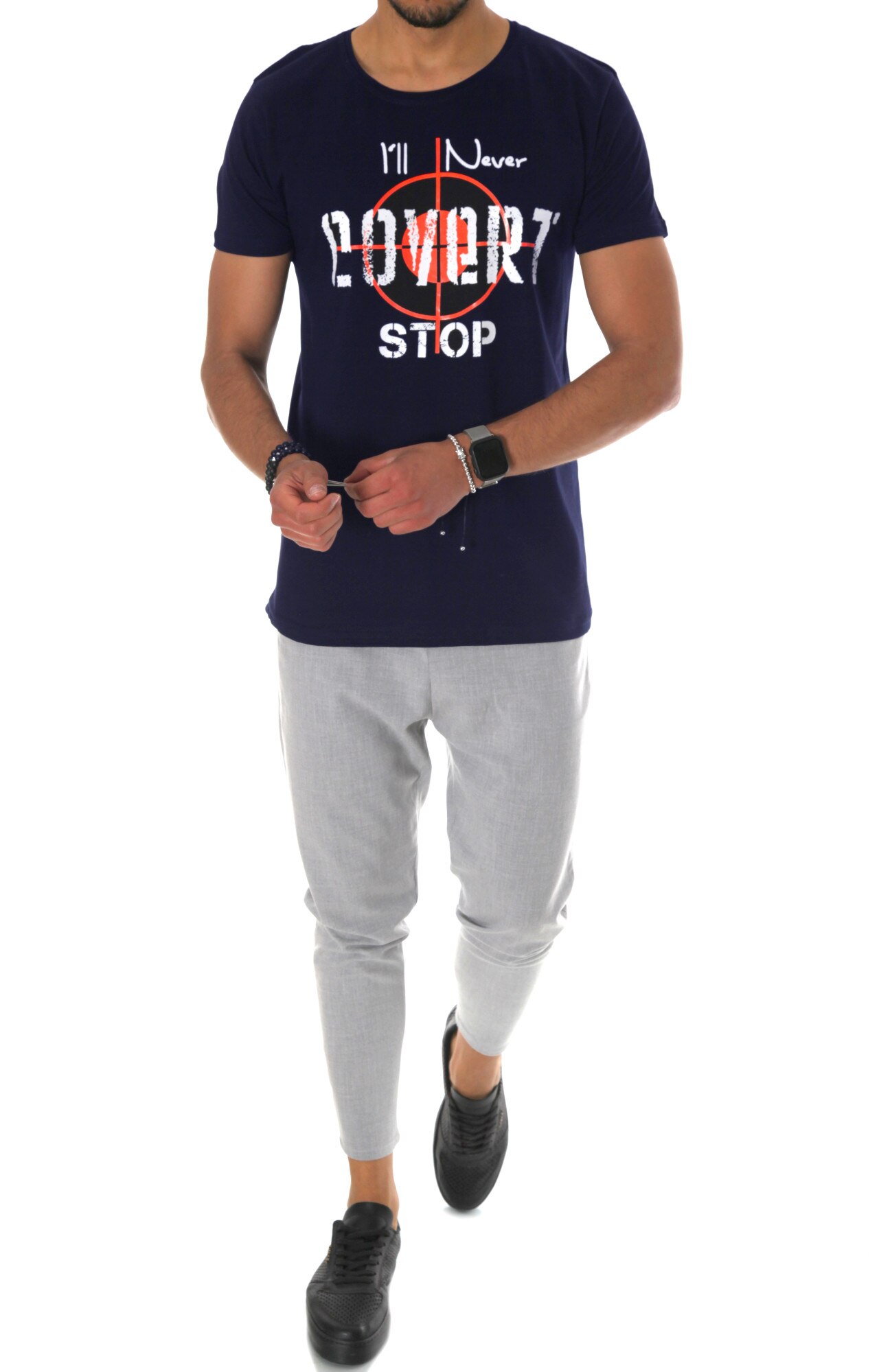 Tricou, model pentru barbati, slim fit, Convert stop, Bleumarin