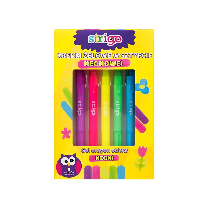 Цветни моливи Strigo, Neon Gel, 5 броя
