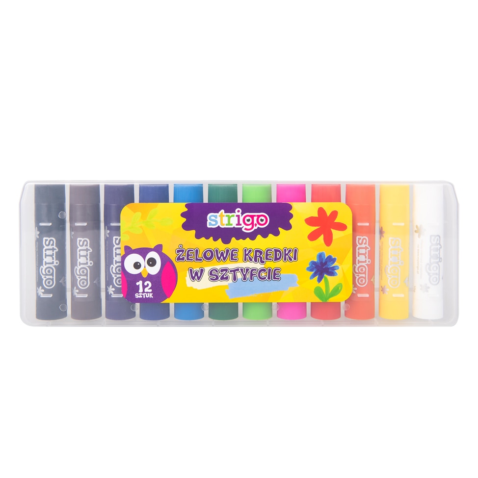 Creioane colorate cu gel, Strigo, 12 bucati