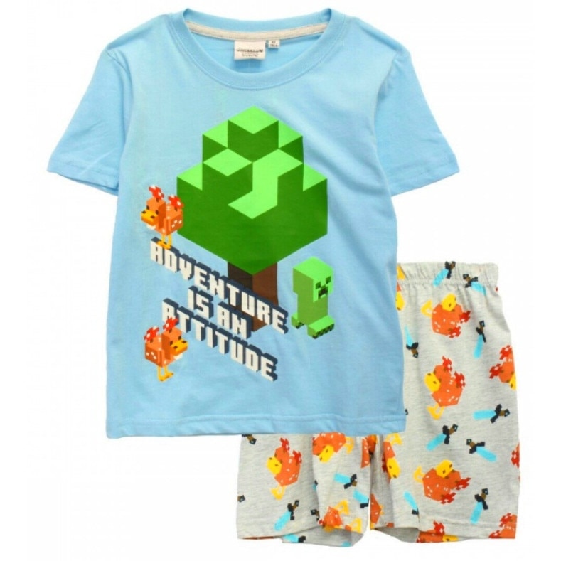 Pijama baieti, Minecra, Bleu