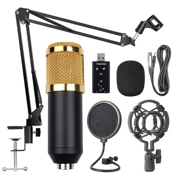 Kit profesional cu microfon BM800 Anself, Inregistrare difuzata, 20Hz-20KHz, Negru/ Auriu Kit profesional cu microfon BM800 Anself, Inregistrare difuzata, 20Hz-20KHz, Negru/ Auriu