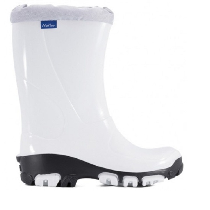 Cizme cauciuc Galben pentru Copii, Muflon, Alb/Negru