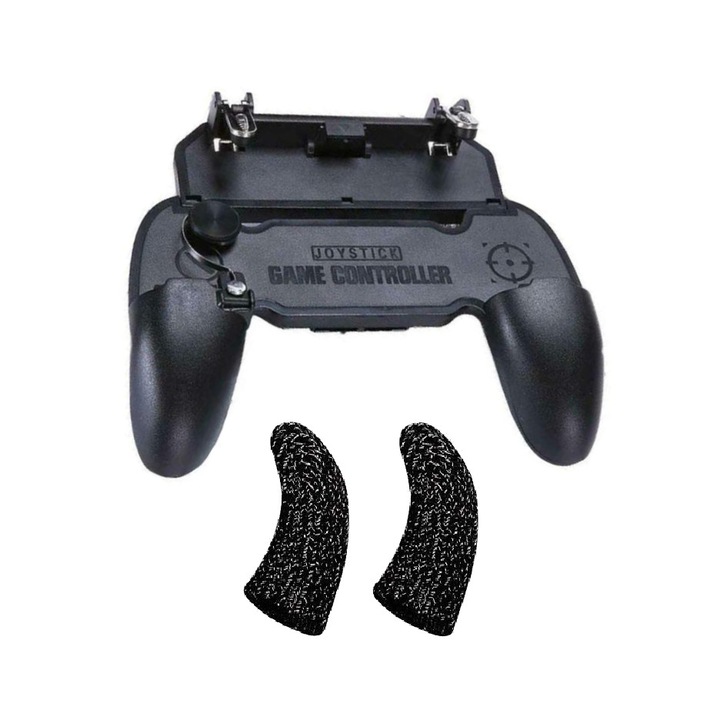 W11 контролер с 2 геймърски ръкавици PUBG Fortnite Call of duty, Mеханични тригери, Батерия, Охлаждащ охладител на телефона