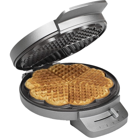 Aparat pentru preparat waffe Princess 132380, 1200W, 5 waffe, Termostat ajustabil, Gri