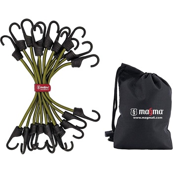 Set corzi elastice Magma, 12 bucati, Pentru fixarea bagajelor, Carlige, Multifunctionale, 60 cm, Kaki Set corzi elastice Magma, 12 bucati, Pentru fixarea bagajelor, Carlige, Multifunctionale, 60 cm, Kaki