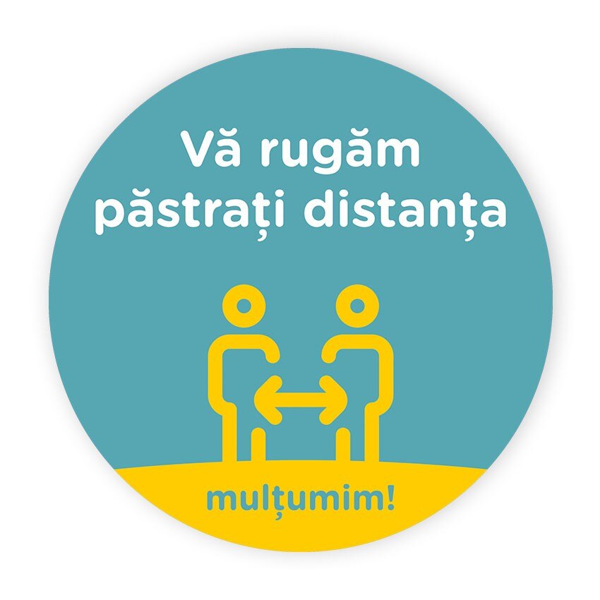 Sticker podea 50 cm avertizare Pastrati Distanta