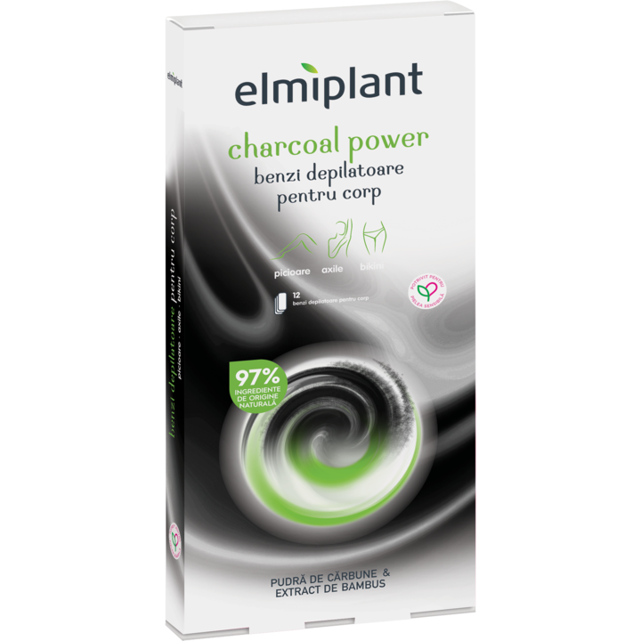 Benzi depilatoare Elmiplant Charcoal Power pentru corp, 12 buc