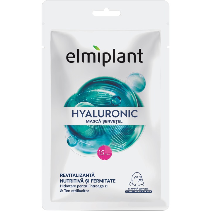 Masca servetel Elmiplant Hyaluronic pentru toate tipurile de ten, 20 ml