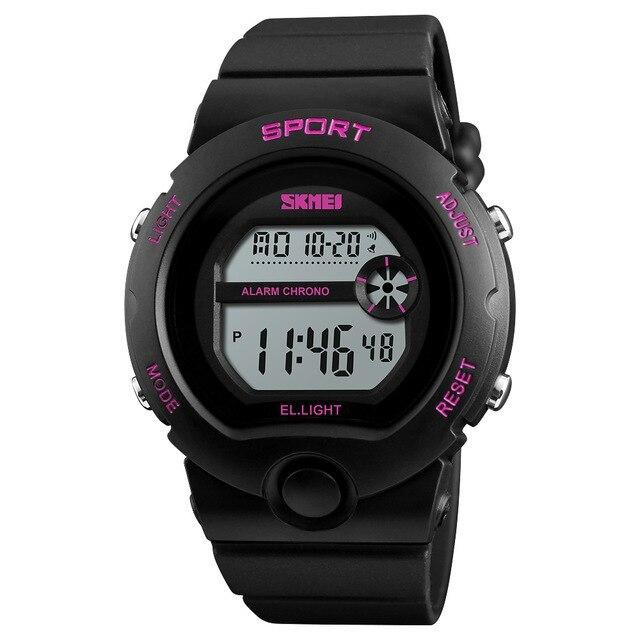 Ceas copii Skmei, Digital, Sport, Casual, Alarma, Cronometru, Lumina de fundal, Data, Negru roz