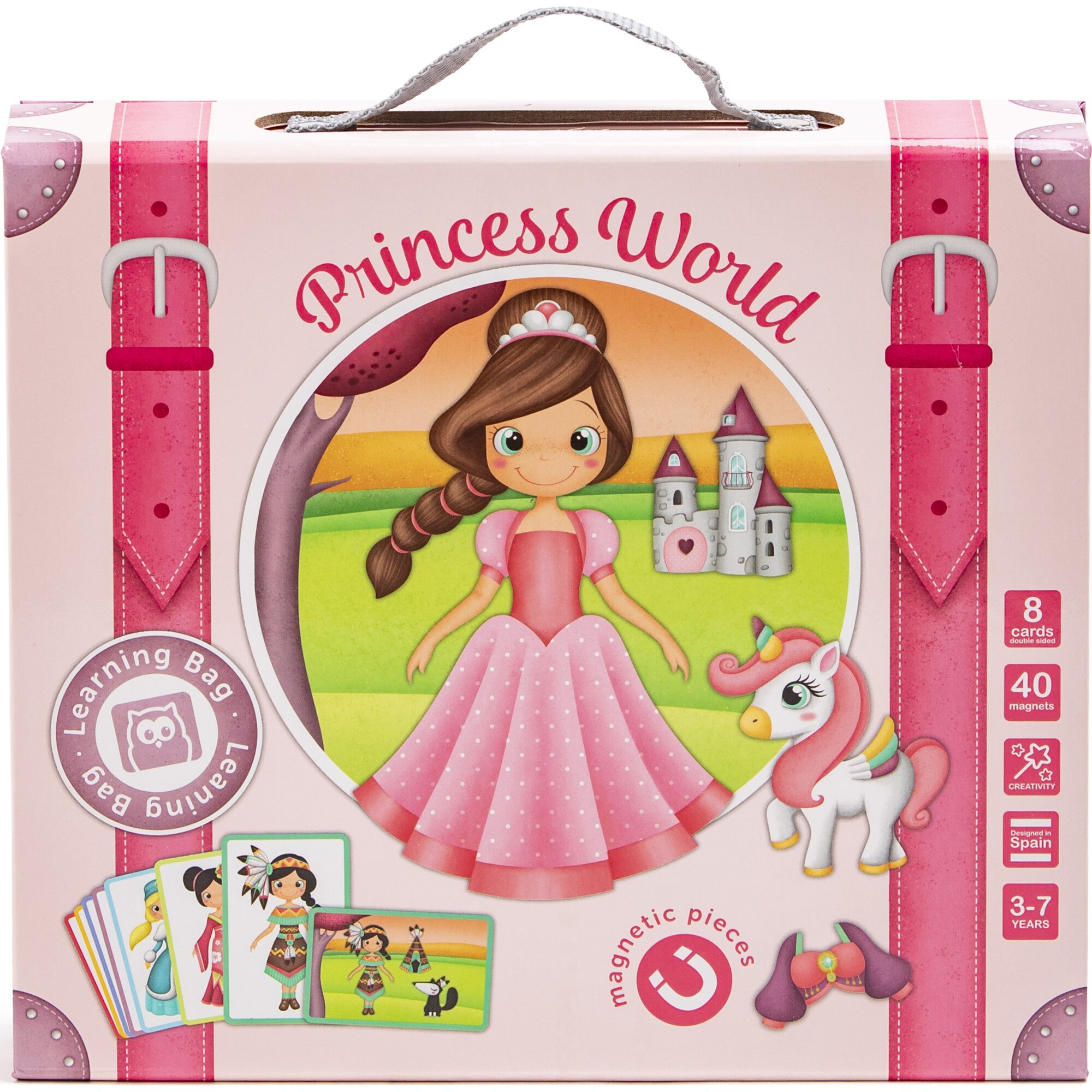 Puzzle Eurekakids Magnetic - Valiza cu printesele lumii, 40 piese
