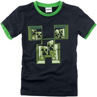 Tricou Minecraft Creeper, maneca scurta, baieti, 12 ani/152 cm , negru