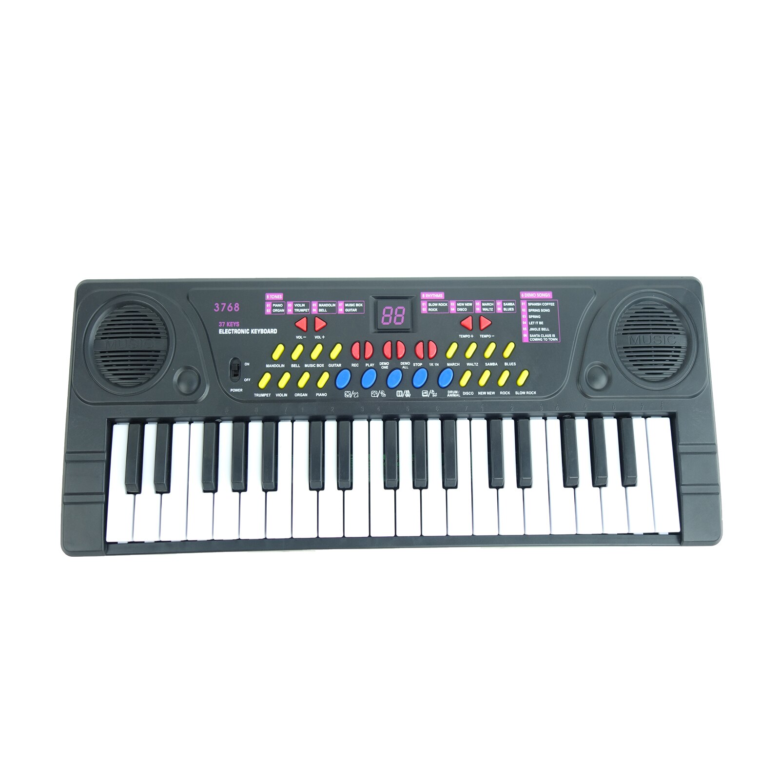 Orga muzicala de jucarie, Microfon, Negru, 37 Clape, 41 cm