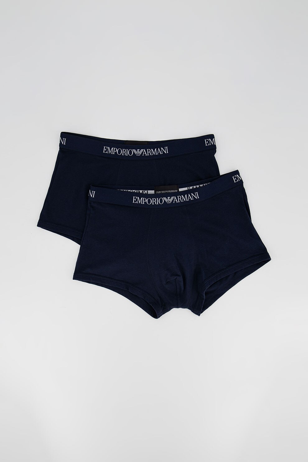 Emporio Armani Underwear, Set de boxeri cu banda in talie cu logo - 2 perechi, Bleumarin/Alb