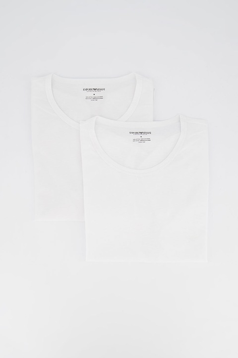 Emporio Armani Underwear, Set de tricouri de casa, din bumbac - 2 piese, Alb optic