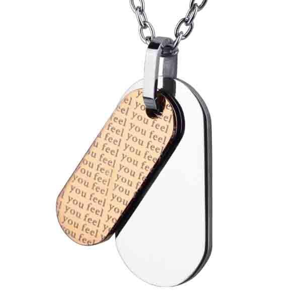 Pandantiv otel cu 2 placute de identificare Feel You - BeSpecial